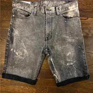 H&M Acid Wash Black Denim Shorts